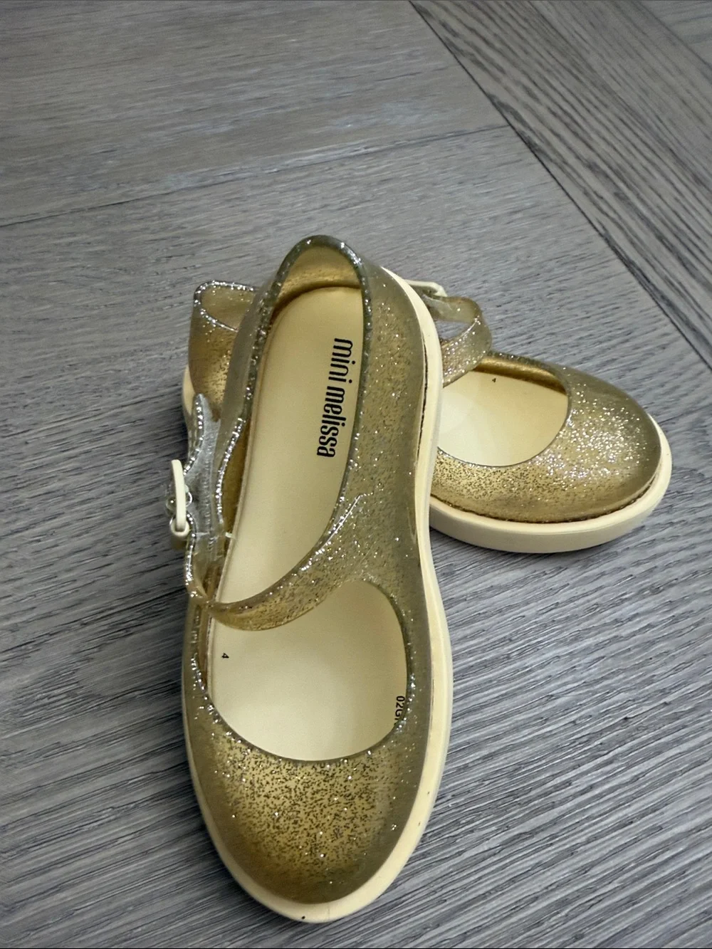 Mini Melissa Gold Glitter Mary Jane Toddler Shoes